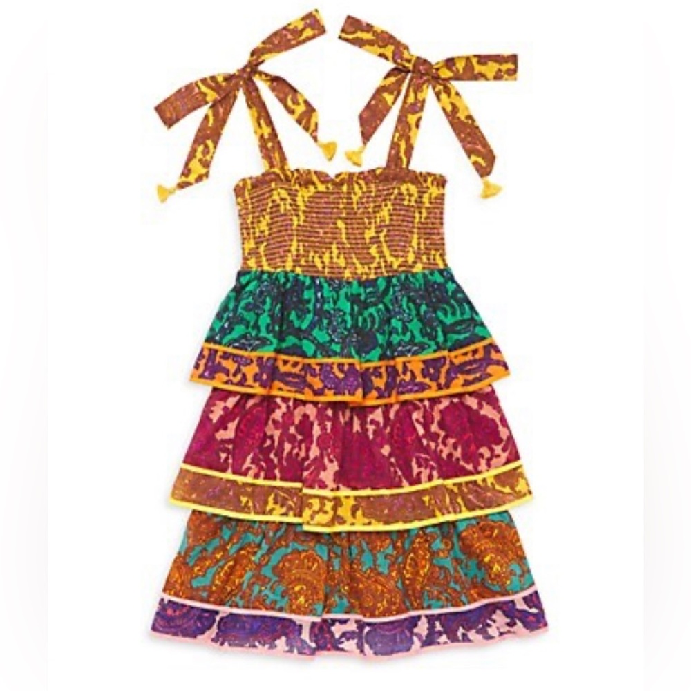 NWT Little Girl's & Girl's Tiggy Shirred Tiered Dress in Spliced Paisley